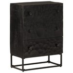 vidaXL Commode noir 55x30x76 cm bois massif de manguier et fer