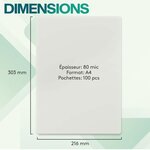 ACROPAQ 100 Feuilles plastifieuse A4 80 microns- Avec 100 pochettes de Plastification- Standard- Brillantes- Coins arrondis