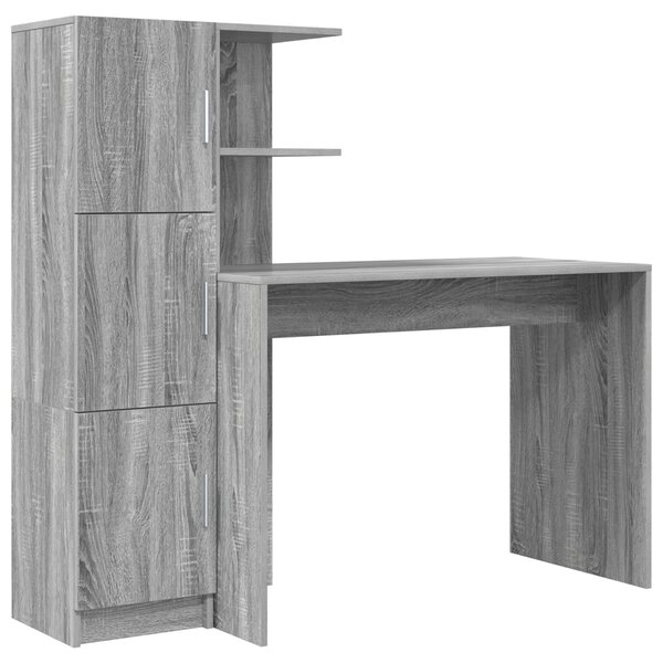 vidaXL Bureau avec rangement Gris Sonoma Bois d'ingénierie