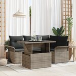 vidaXL Canapé de Jardin de 5 pièces avec Coussins Gris en Poly Rattan
