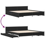 vidaXL Cadre de lit avec tiroirs sans matelas noir 200x200 cm