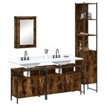 vidaXL Ensemble de meubles de salle de bain 4 Pièces Chêne fumé Bois