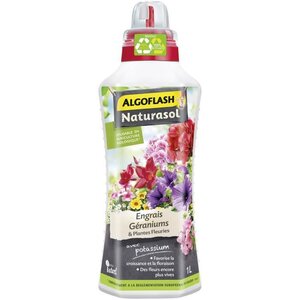 ALGOFLASH NATURASOL Engrais liquide géraniums et plantes fleuries - 1 L