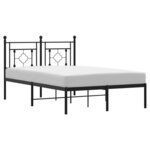vidaXL Cadre de lit métal sans matelas avec tête de lit noir 120x200cm