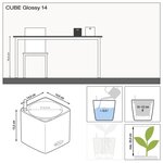 Lechuza jardinière de table cube glossy 14 all-in-one blanc brillant