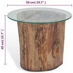 vidaXL Table basse Teck Verre 50x40 cm