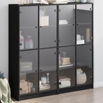 vidaXL Bibliothèque avec portes noir 136x37x142 cm bois d'ingénierie