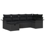 Ensemble de Canapé de Jardin 6 Pièces avec Coussins en Poly Rattan Noir