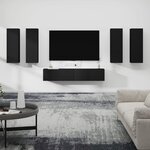 vidaXL Ensemble de meubles TV 6 Pièces Noir Bois d'ingénierie
