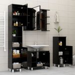 vidaXL Armoire de salle de bain Noir 30x30x179 cm Bois d'ingénierie