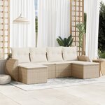 vidaXL Salon de jardin avec coussins 6 Pièces beige résine tressée