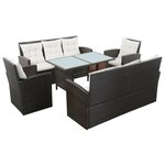 vidaXL Salon de jardin 5 Pièces avec coussins résine tressée marron