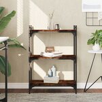 vidaXL Bibliothèque 3 niveaux chêne fumé 60x30x86 cm bois d'ingénierie