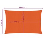 vidaXL Voile d'ombrage 160 g/m² rectangulaire orange 4x5 m PEHD