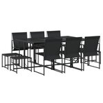 vidaXL Ensemble à manger de jardin 11 Pièces noir textilène