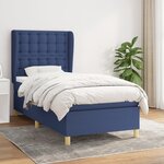 vidaXL Sommier à lattes de lit avec matelas Bleu 90x200 cm Tissu