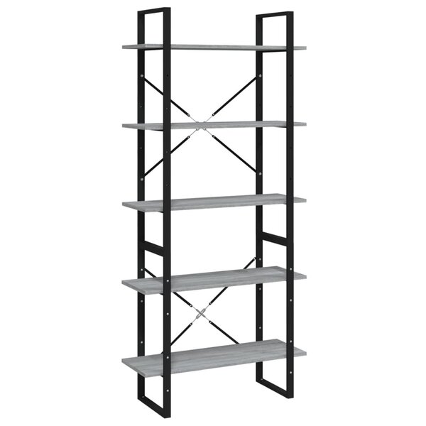 vidaXL Bibliothèque 5 niveaux Sonoma gris 80x30x175 cm