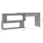 vidaXL Bureau d'angle Gris béton 200x50x76 cm Bois d’ingénierie