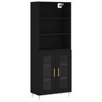 vidaXL Buffet haut Noir 69 5x34x180 cm Bois d'ingénierie