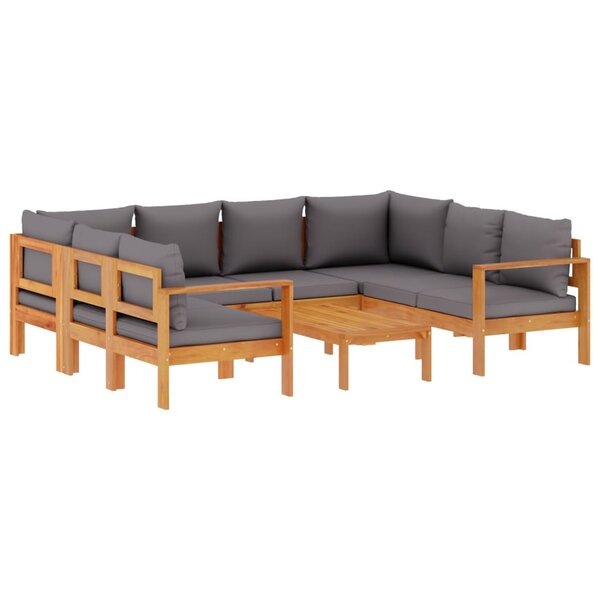 vidaXL Salon de jardin avec coussins 6 Pièces bois d'acacia solide