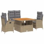 vidaXL Ensemble à manger de jardin coussins 4 Pièces beige résine tressée