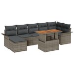 vidaXL Ensemble de salle à manger de jardin de 8 pièces avec coussins en poly rotin gris et acacia