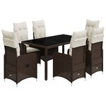 vidaXL Ensemble de bistro de jardin 7 Pièces coussins marron poly rotin