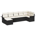 vidaXL Set de canapé de jardin 7 pièces avec coussins en polyrotin noir