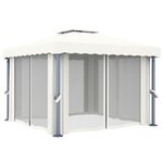 vidaXL Tonnelle et rideau et guirlande lumineuse LED 3x3 m Blanc crème