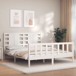 vidaXL Cadre de lit sans matelas blanc bois de pin massif