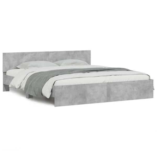 vidaXL Cadre de lit avec tête de lit gris béton 180x200 cm