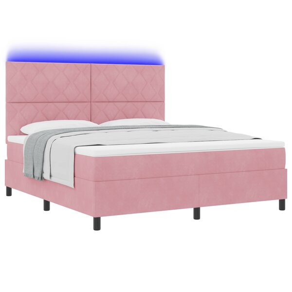 Lit à ressort avec matelas et LED Rose 180x200 cm Velours