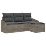 vidaXL Ensemble de Canapé de Jardin en 4 pièces avec Coussins en Poly Rattan Gris