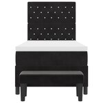 vidaXL Lit à ressort avec matelas et banc noir 90x200 cm en velours