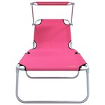 vidaXL Chaises Longues Pliantes 2 Pièces avec Auvent Rose Tissu Oxford 600D