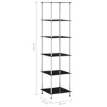 vidaXL Étagère 6 niveaux Noir 40x40x160 cm Verre trempé