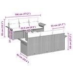 vidaXL Ensemble de Canapé de Jardin 7 Pièces avec Coussins Gris Poly Rotin