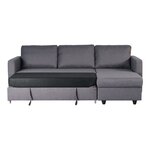 Canapé d'angle convertible réversible 3 places - Tissu gris - Contemporain - L 222 x P 150 x H 86 cm - CATS