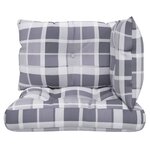 vidaXL Coussins de palette lot de 3 motif à carreaux gris tissu