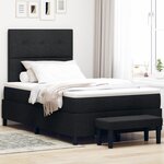 vidaXL Lit à ressort avec matelas et banc noir 120x200 cm Tissu
