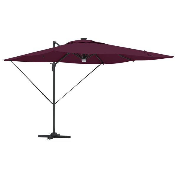 vidaXL Parasol déporté Roma de avec LEDs Bordeaux Rouge 286x285x270 cm Aluminium