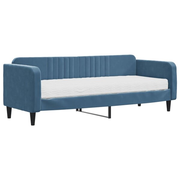 vidaXL Lit de jour avec matelas bleu 80x200 cm velours