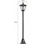 Luminaire extérieur solaire lampadaire lanterne classique LED 40 Lm dim. 18L x 18l x 160H cm noir