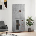 vidaXL Buffet haut Gris béton 69 5x34x180 cm Bois d'ingénierie