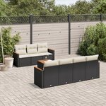 vidaXL Salon de jardin 8 Pièces avec coussins noir résine tressée
