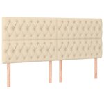 vidaXL Cadre de lit sans matelas et tête de lit crème 200x200 cm tissu