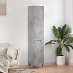 vidaXL Buffet haut Gris béton 34 5x34x180 cm Bois d'ingénierie