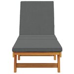 Fauteuil relax vidaXL avec des roulettes et un coussin gris foncé en bois massif
