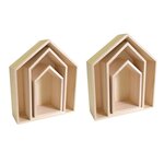 2 blocs de 3 étagères maison en bois