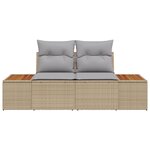 Canapé de jardin 2 places avec coussins en poly rattan beige